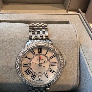 Michele Silver serein Watch with Diamond Accents